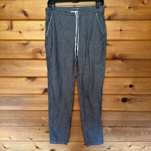 Kiss & Cry Linen Cotton Blend Navy Blue & White Striped Pants in size Medium
